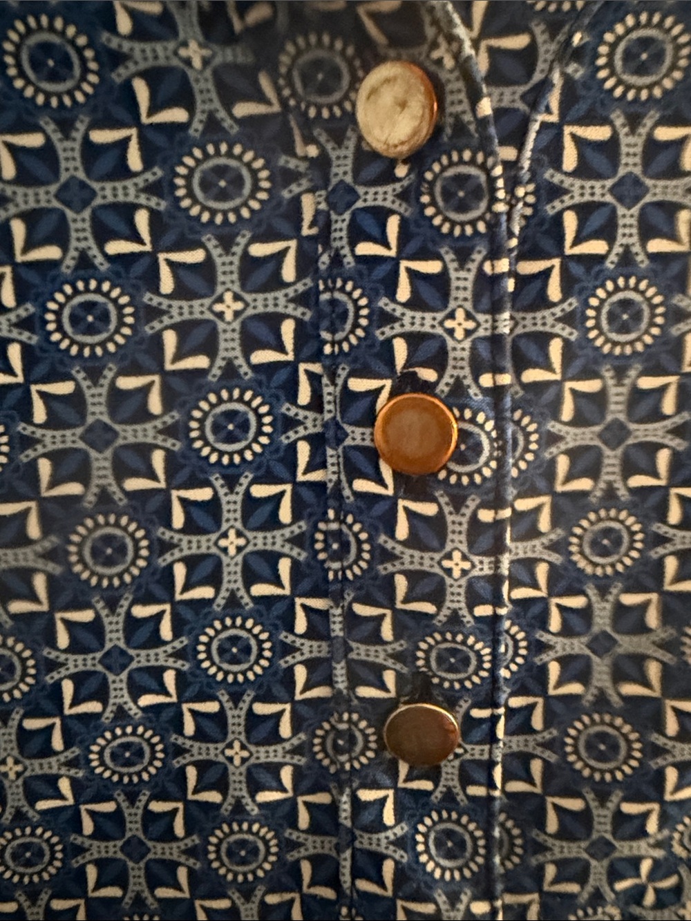 Westport Navy Geometric Henley Tunic with Buttons - Picture 2 of 5
